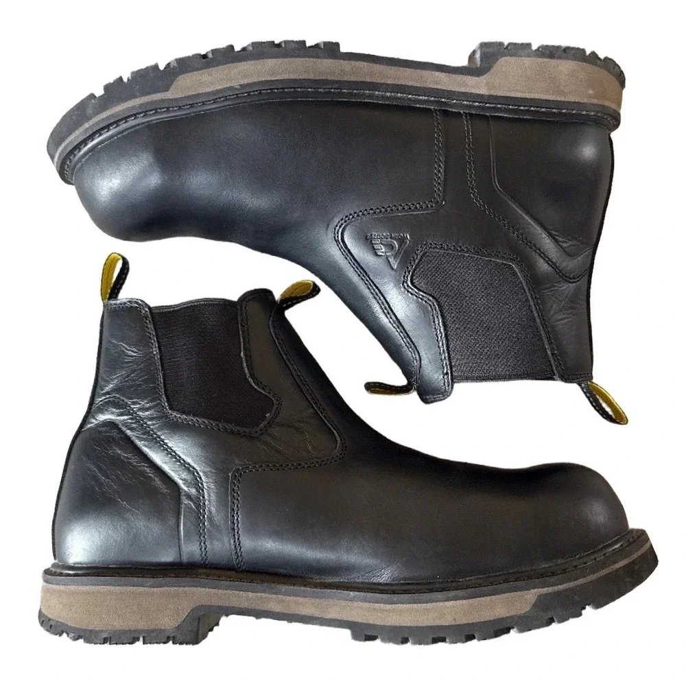 ACE Firebrand Black Leather Chelsea Work Boots Men's 13 Composite Toe Safety